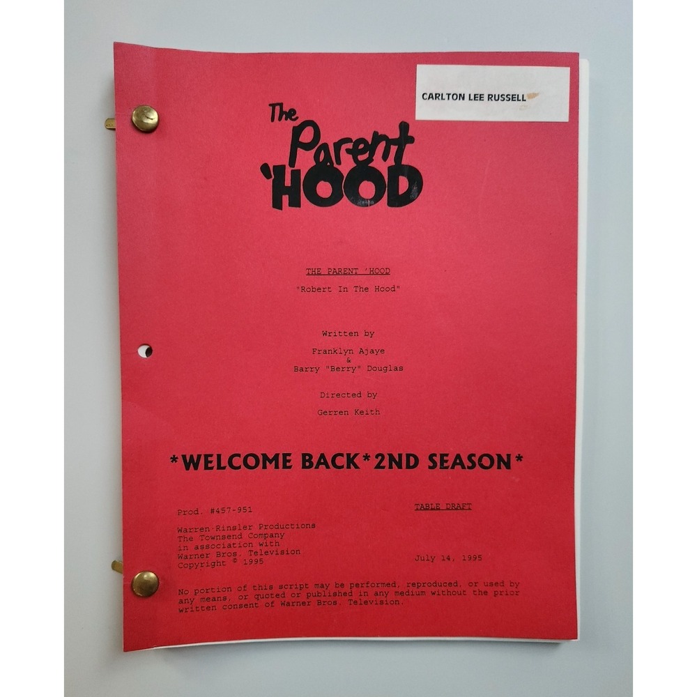 THE PARENT 'HOOD / Carlton Lee Russell 1995 TV Script "Robert in the‎ Hood"